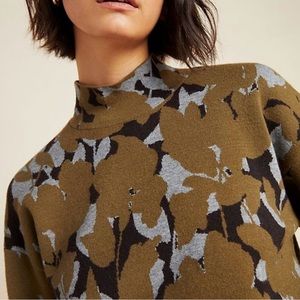 Anthropologie Ivanna Mock Neck Knit Sweater in Moss, Size Small